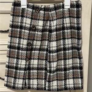 Plaid Button-Front Skirt